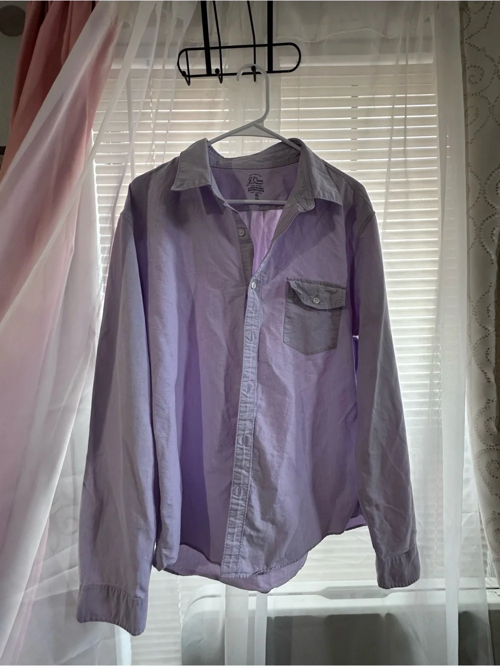 J. Crew Lavender Long-Sleeve Casual Button-Down Shirt with Chest Pocket
